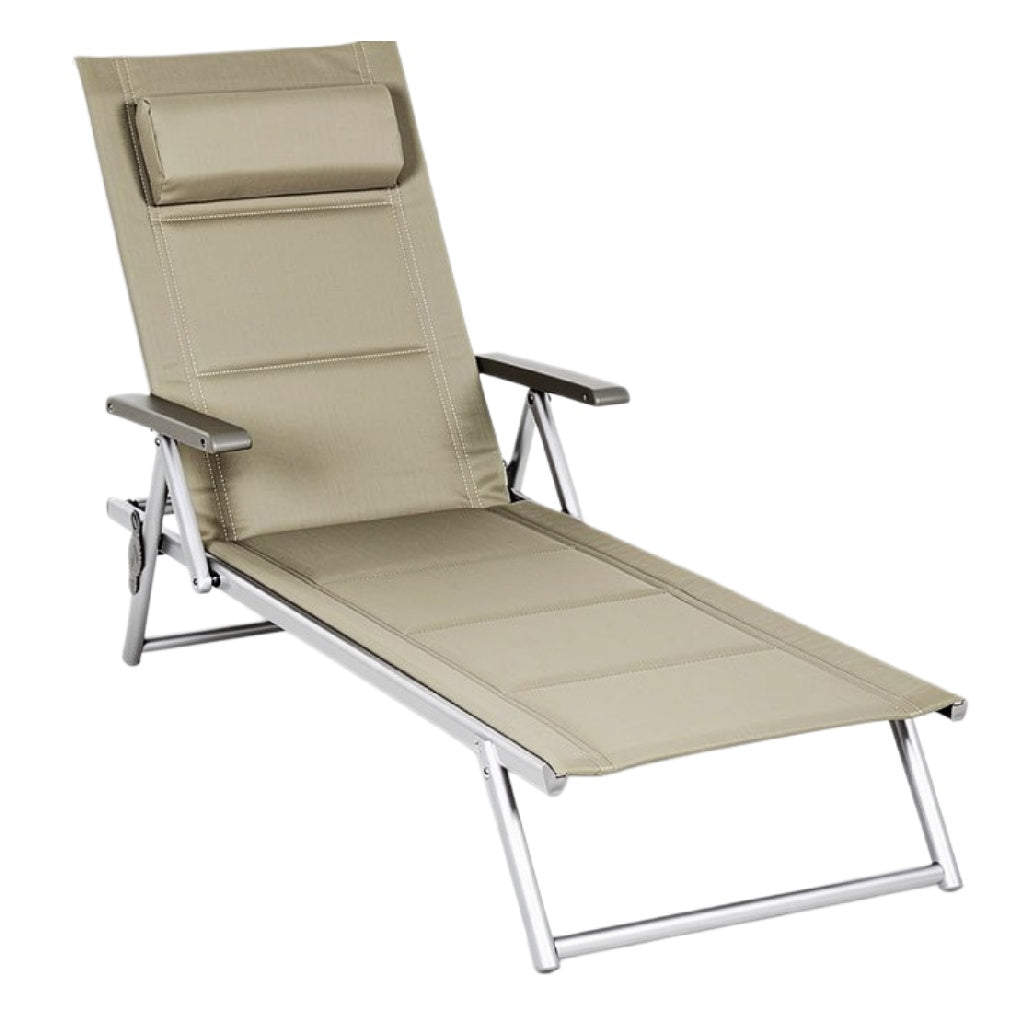 Opvouwbare ligstoel met rugsteun in beige