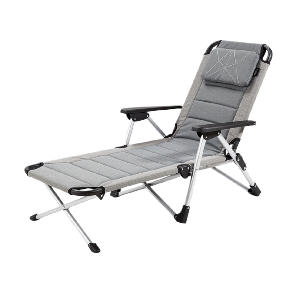 Opvouwbare Relaxlounger met Hoofdkussen in Grijs