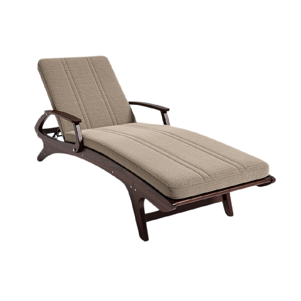 Titaan Luxe Ligstoel met Houten Frame en Beige Bekleding