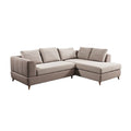 Hoekbank met Beige Bekleding en Kussens