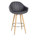 Moderne barkruk met leren bekleding en houten poten