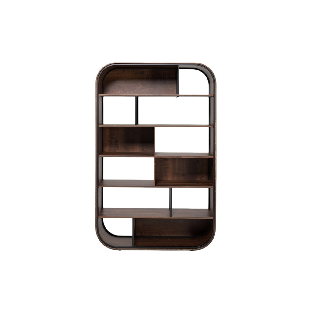 Moderne houten boekenplank met open vakken